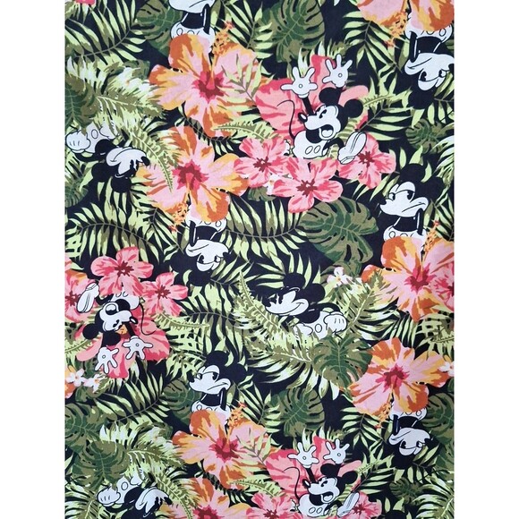 Mens Disney Mickey Mouse Tropical Floral Button Hawaiian Cotton Shirt Vacation S - Picture 8 of 12